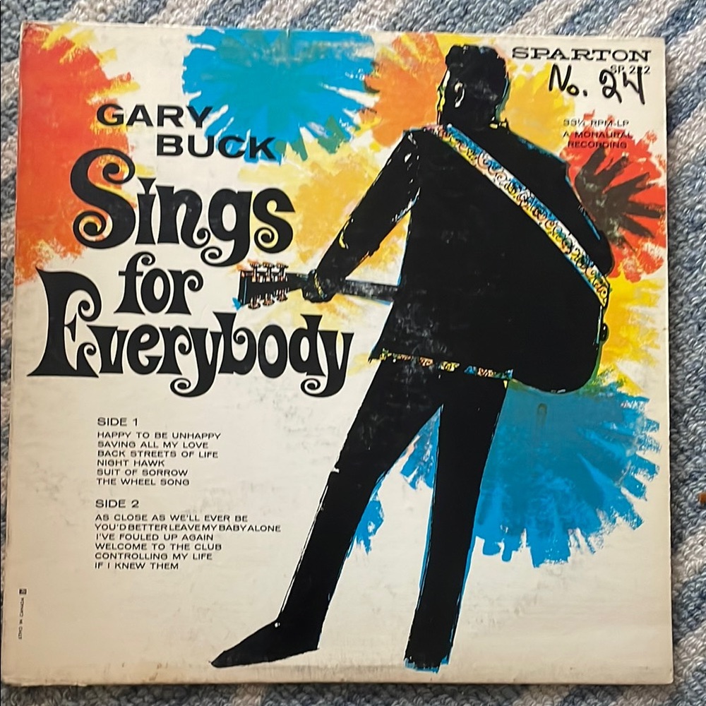Gary Buck 'Sings for Everybody' Vintage Vinyl Record 1963